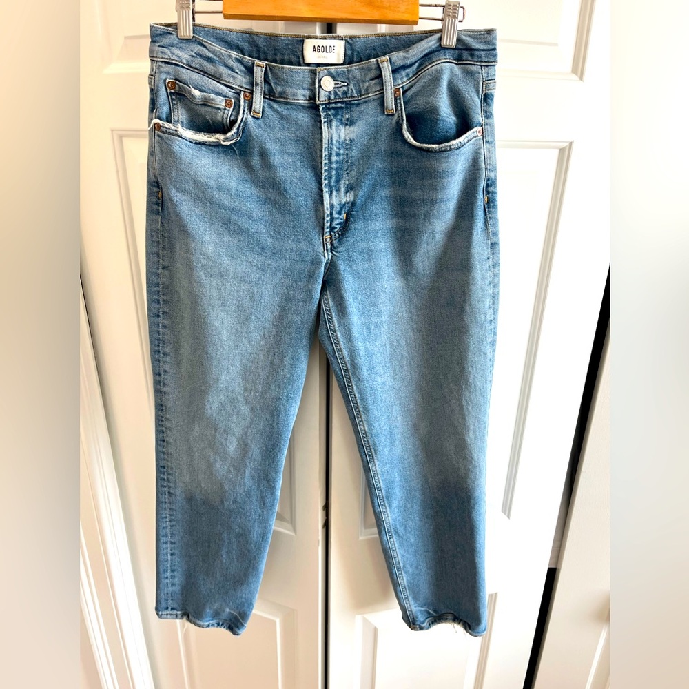 AGolde Kye mid rise straight crop stretch jeans size 30 color “diversion”
